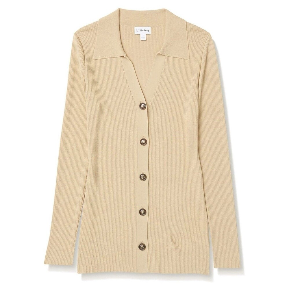 The Drop Women's Constance Rib Button-Down Sweater Size XS NWT